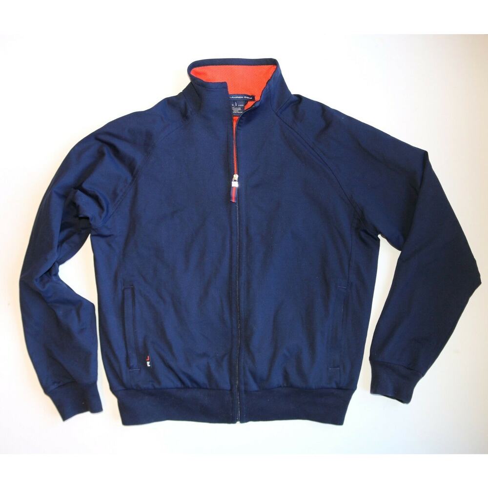 Ralph Lauren Golf Women's L Navy Blue Soft Knit Full Zip Track Mesh Lined Jacket